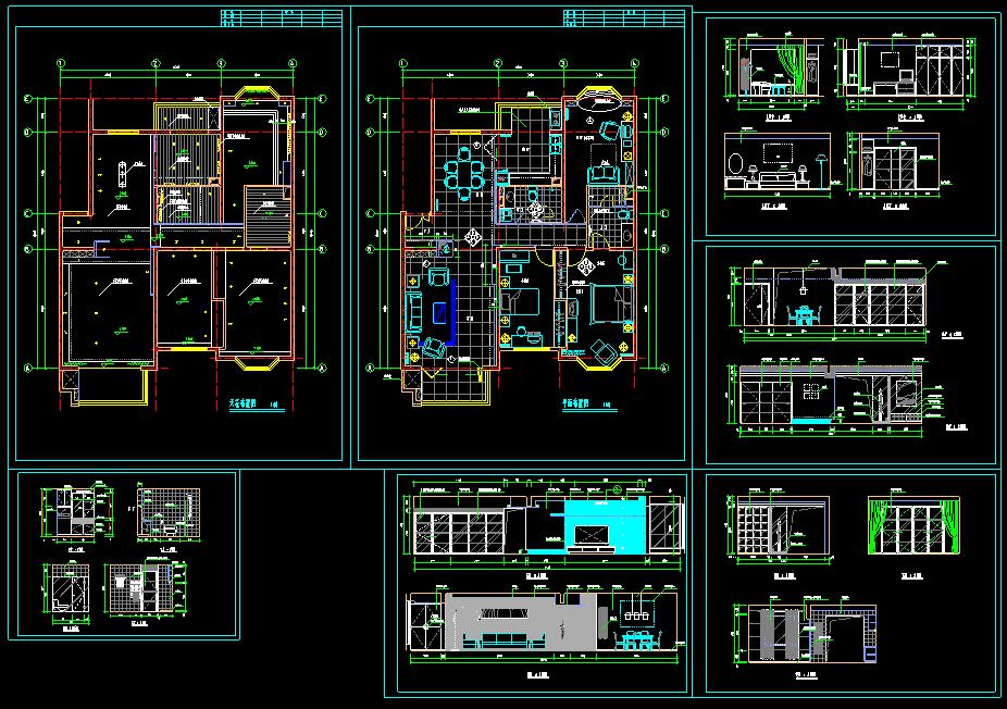 一整套室内精装修设计的cad大样施工图