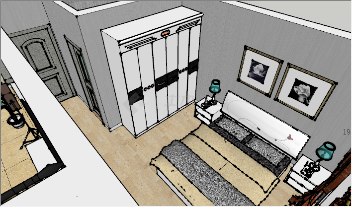 北欧风格简约四室两厅公寓su模型-图二