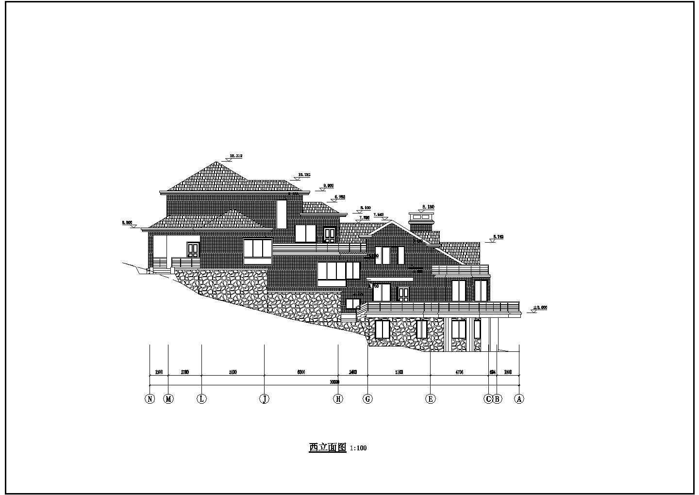 某3层框架结构独栋别墅建筑设计方案图纸