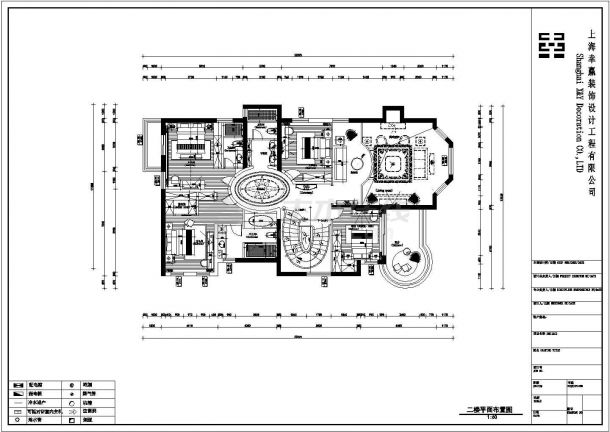 上海汤臣高尔夫三层高档别墅室内装饰CAD图纸-图二