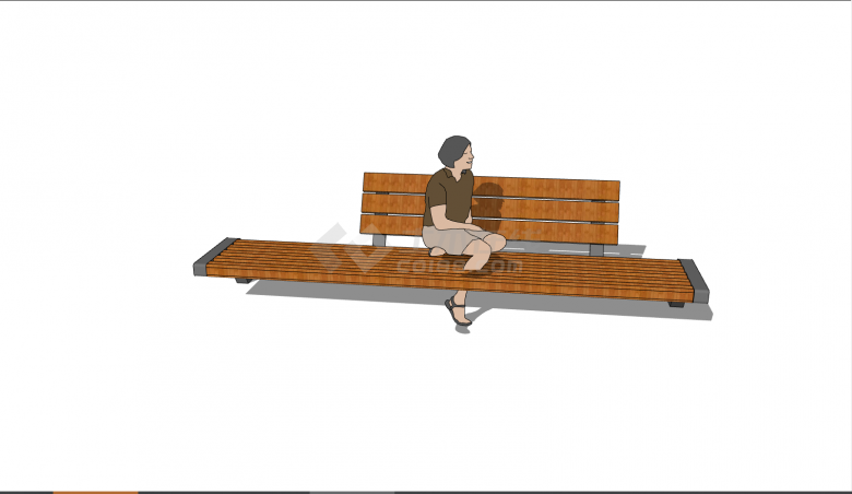 棕色的木质的创意坐凳 su模型-图一