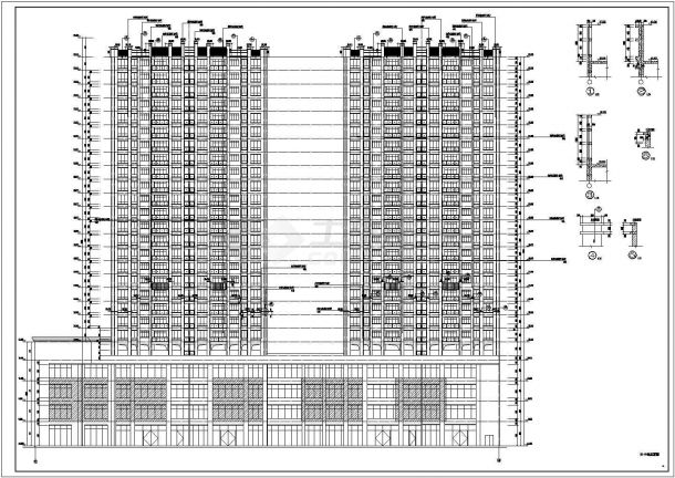 西南某地二十五层商住楼建筑设计施工图-图二