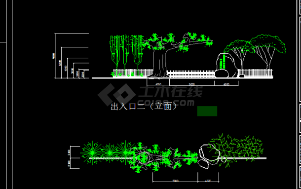 旅游园出入口建筑设计方案全套CAD图纸-图二