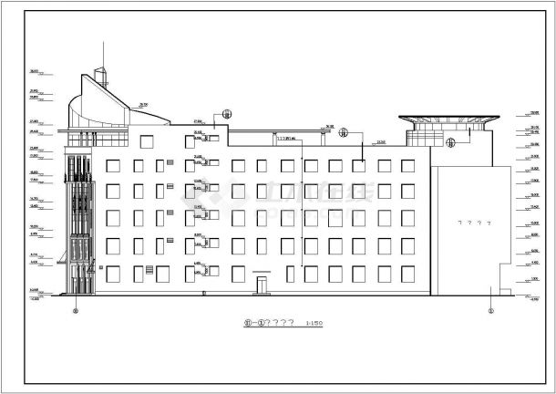 【海城】五层框架结构商场建筑施工图（地下一层，含效果图）-图二