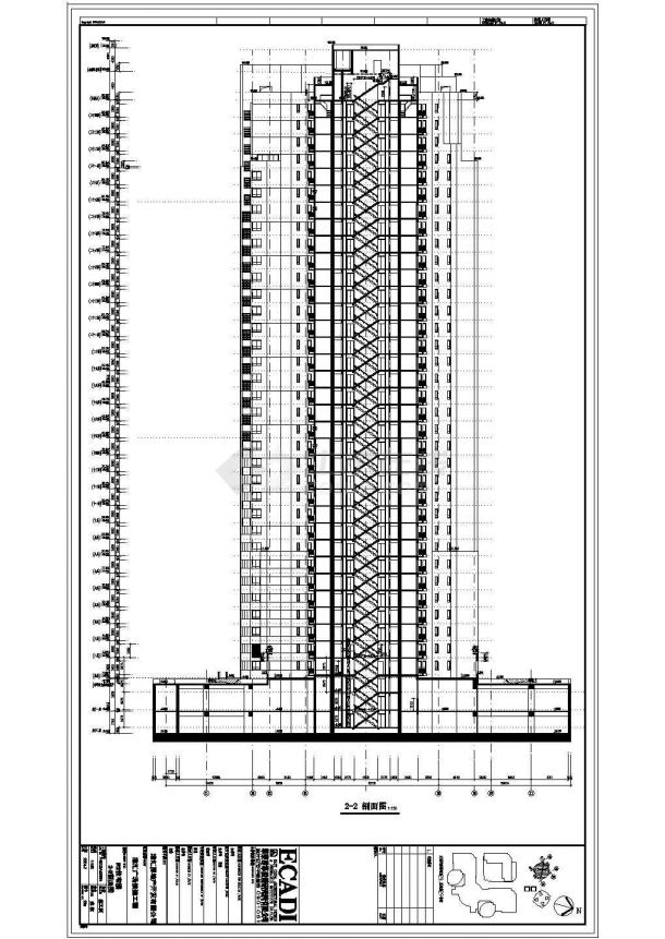 【上海】34层剪力墙商业综合楼cad建筑施工图（含效果图）-图一