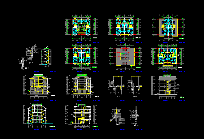 某地的五层独立住宅CAD施工图纸