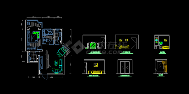 室内装修施工设计CAD方案图带3D效果图-图一