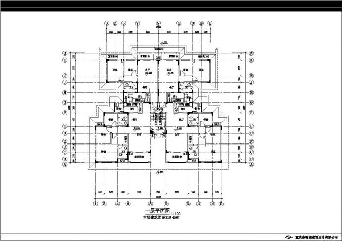 某地区四层剪力墙结构安置房建筑设计方案图_图1