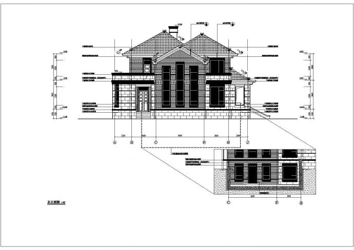 南方某小区二层别墅楼建筑设计方案图纸_图1
