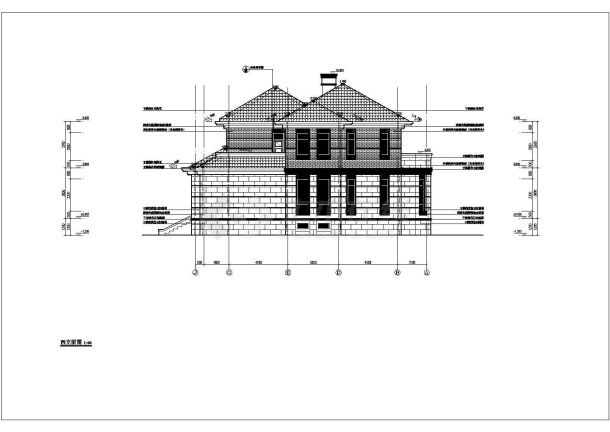 南方某小区二层别墅楼建筑设计方案图纸-图二