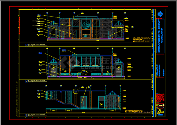 富力惠州洲际度假酒店大堂设计CAD方案施工图-图二