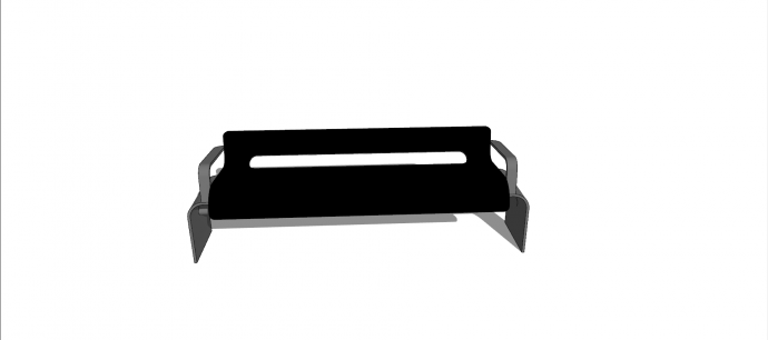 灰黑色铁架板式创意坐凳su模型_图1