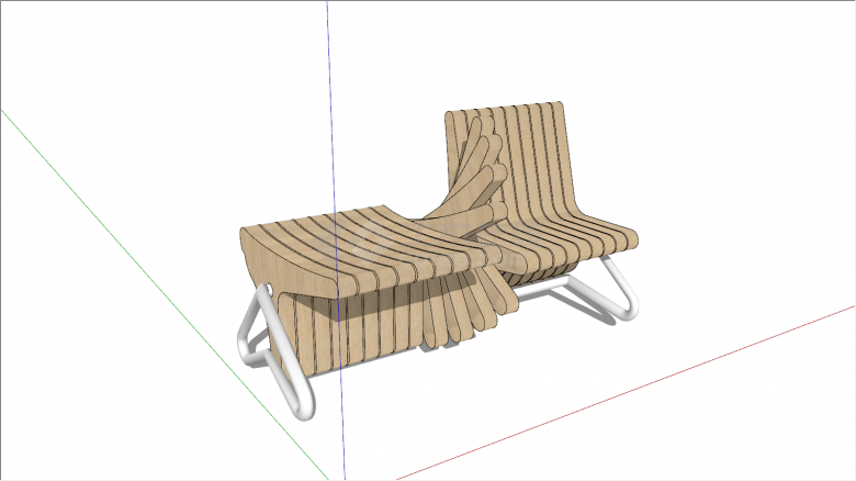 创意坐凳两张米黄色su模型-图一
