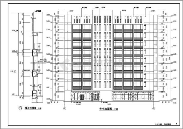 广东某地9层框架结构综合楼建筑设计方案图纸-图一