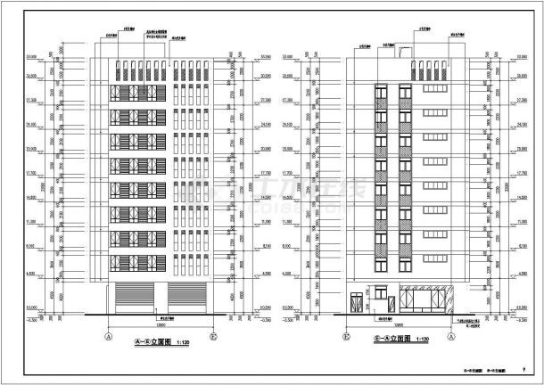广东某地9层框架结构综合楼建筑设计方案图纸-图二
