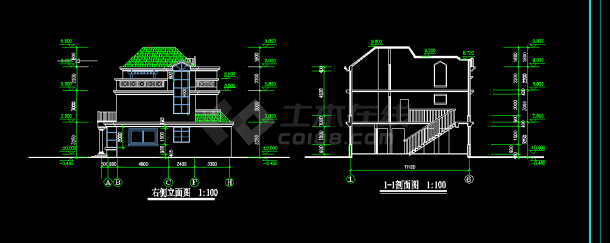 农村多层别墅建筑设计全套CAD图纸-图二