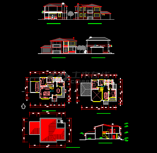 高档农村别墅建筑设计方案全套CAD图纸-图一