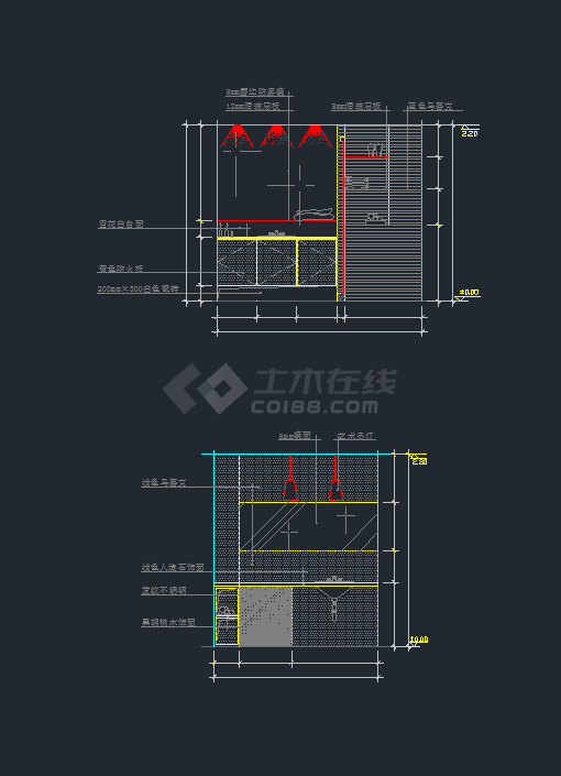 多种形式卫生间装修设计CAD详图-图二