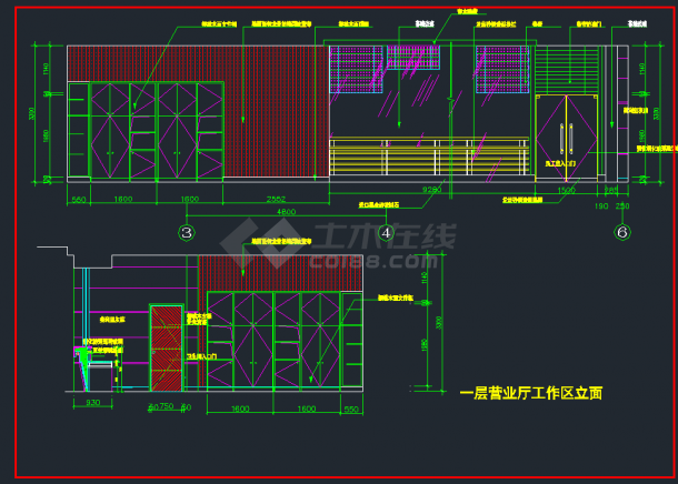 某商业银行总行装饰设计施工CAD图-图二