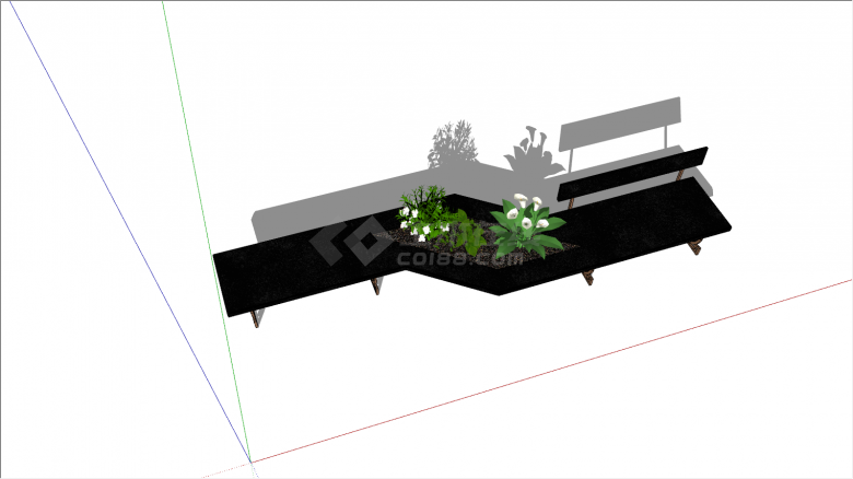 黑色带花草创意坐凳su模型-图二