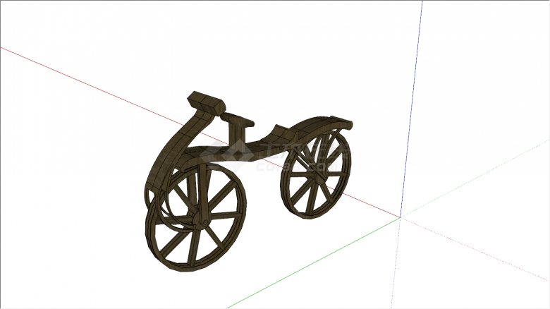 运动雕塑木头自行车su模型-图二