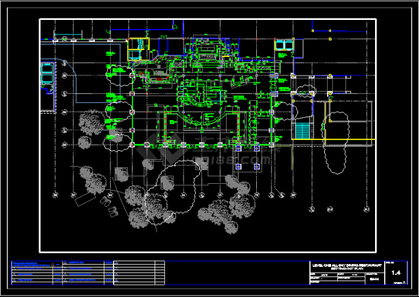 三亚五星级酒店全日餐厅施工设计CAD方案图-图二