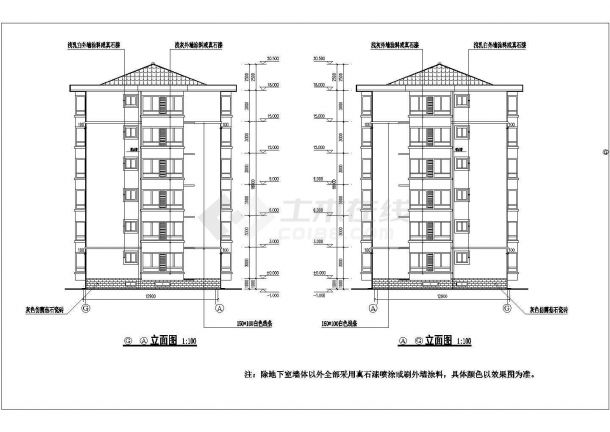沁源县某地6层砌体结构住宅建筑设计图纸-图二