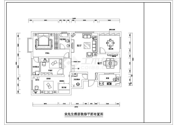 某住宅现代风格三室两厅装修设计方案图-图二