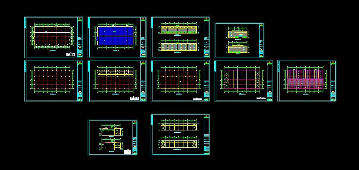 某市钢结构三层厂房CAD平面设计图