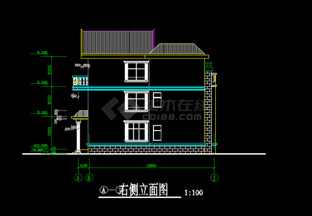 豪华中式别墅建筑设计全套CAD图纸-图二