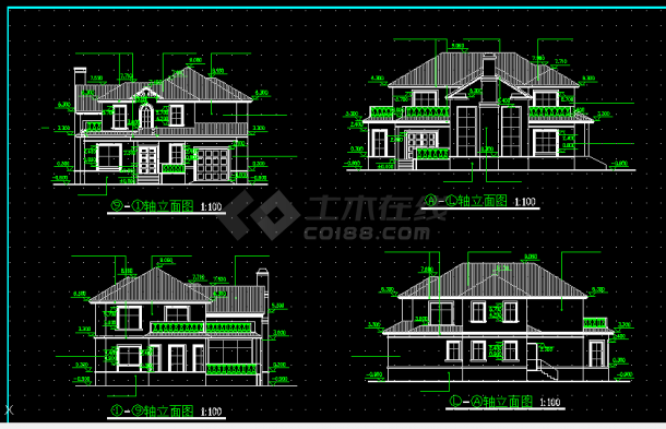 豪华中式别墅建施方案设计全套CAD图纸-图一