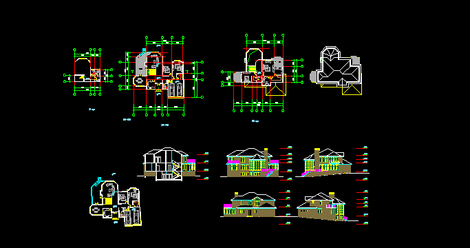 豪华中式别墅建施方案设计全套CAD图_图1