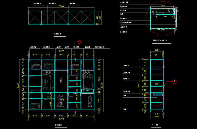 某高层住宅主卧衣柜cad设计详图_图1