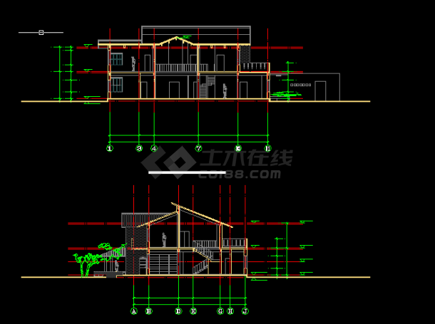 某现代风格住宅设计全套CAD图纸-图二