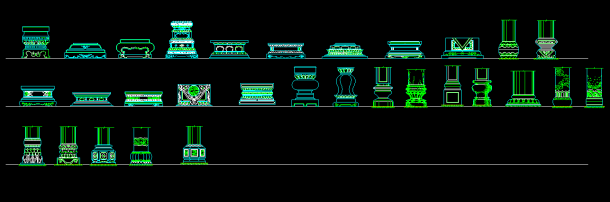 常用的几种中式柱cad设计素材图-图一