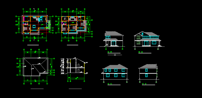 乡村某别墅建筑方案设计全套CAD图纸_图1