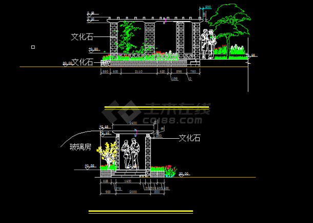 佳华屋顶花园设计施工全套CAD图-图二