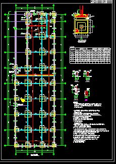 单层矩形柱框架结构地下车库cad平面结构施工图-图二