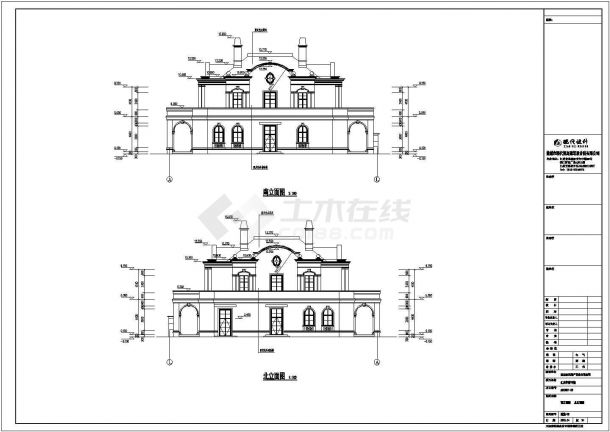 阜宁县某地二层框架结构豪华欧式会所建筑设计施工图纸-图二