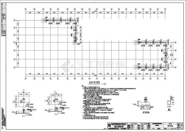 日照市某地一层框架结构厂房动力站建筑结构设计施工图纸-图一