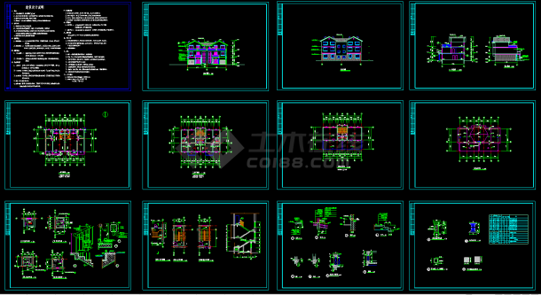一套简单的别墅cad设计施工全套图-图一
