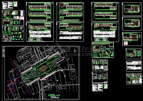 全套步行街建筑CAD施工图详细设计方案-图一