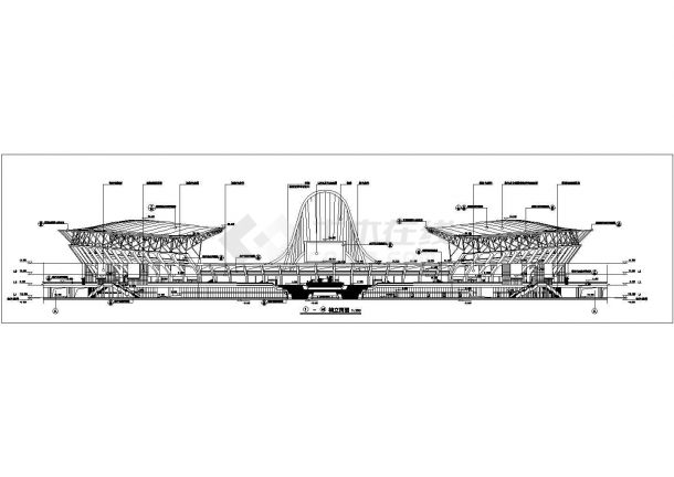 【湖南】多层钢筋混凝土框架体育场建筑设计施工图-图二