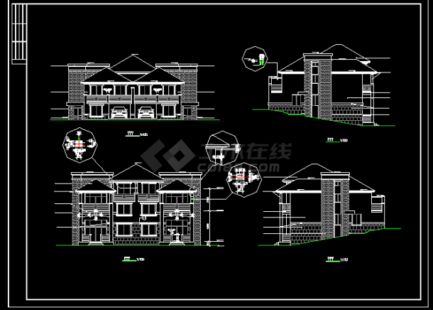 山区小型别墅建筑施工cad设计方案图纸-图二