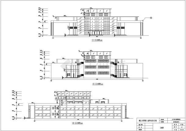 某地上三层框架结构大学生活动中心建筑施工图-图一