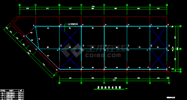 某三层厂房钢结构框架详细设计CAD施工图纸-图二