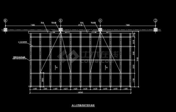 点式玻璃雨蓬建筑设计CAD施工图-图二