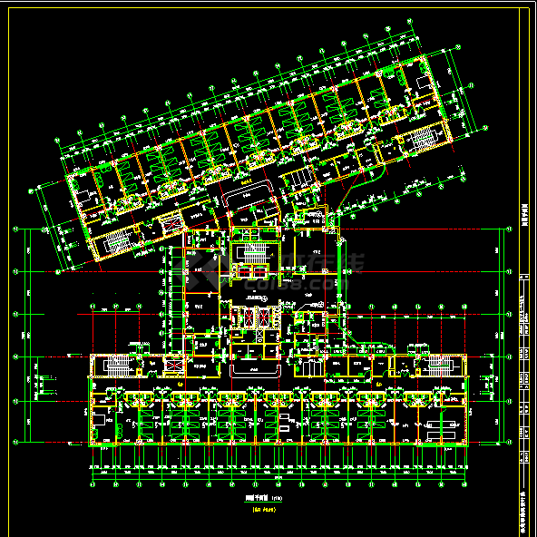 保定市第一中心医院cad平面施工图-图二