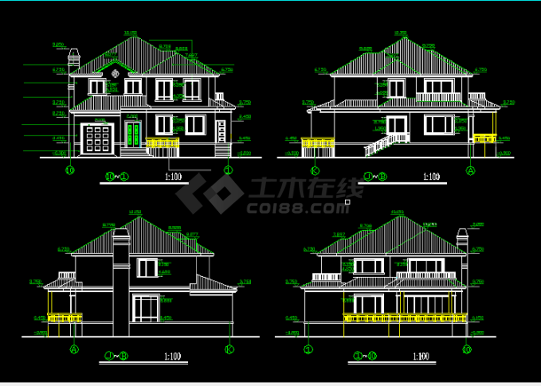 某二层别墅建筑设计方案全套CAD图纸-图二