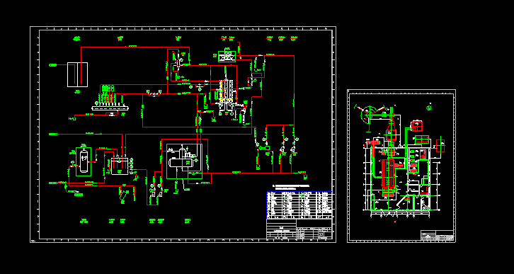 某工厂10t燃煤锅炉房整套平面方案cad设计图、流程图